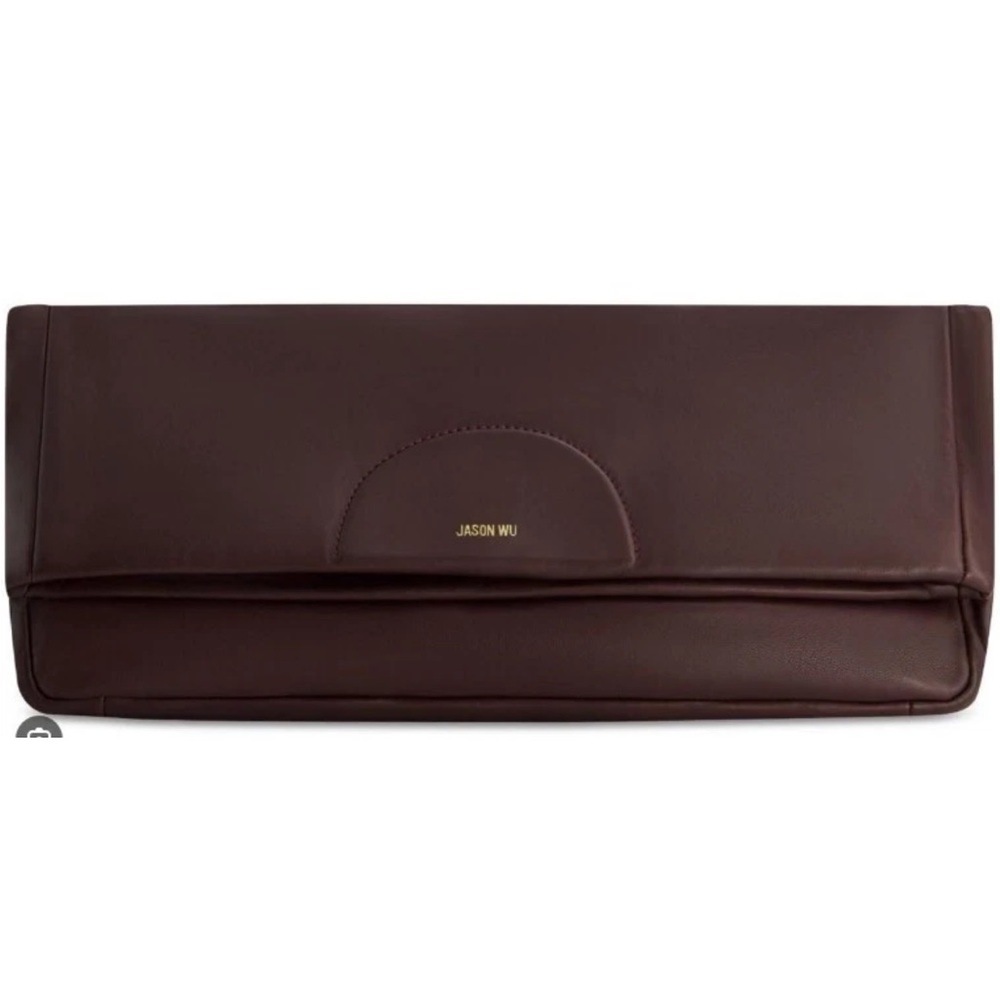 JASON WU Duvet leather foldover large clutch + Dust bag  -Grape/ Dark purple